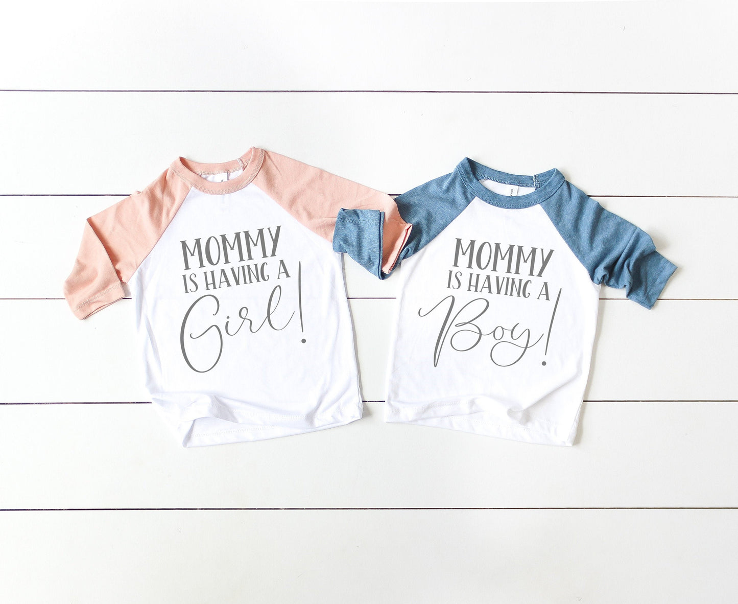 Mommy is Having a Boy or Girl Toddler or Kids Bella + Canvas Raglan Tee - gender reveal shirt - gender reveal party - big brother sister tee