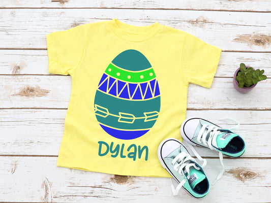 Personalized Easter Egg Yellow Infant or Toddler Easter Shirt - Boys Easter Shirt - Boys Egg Hunt Shirt - Kids Easter Shirt