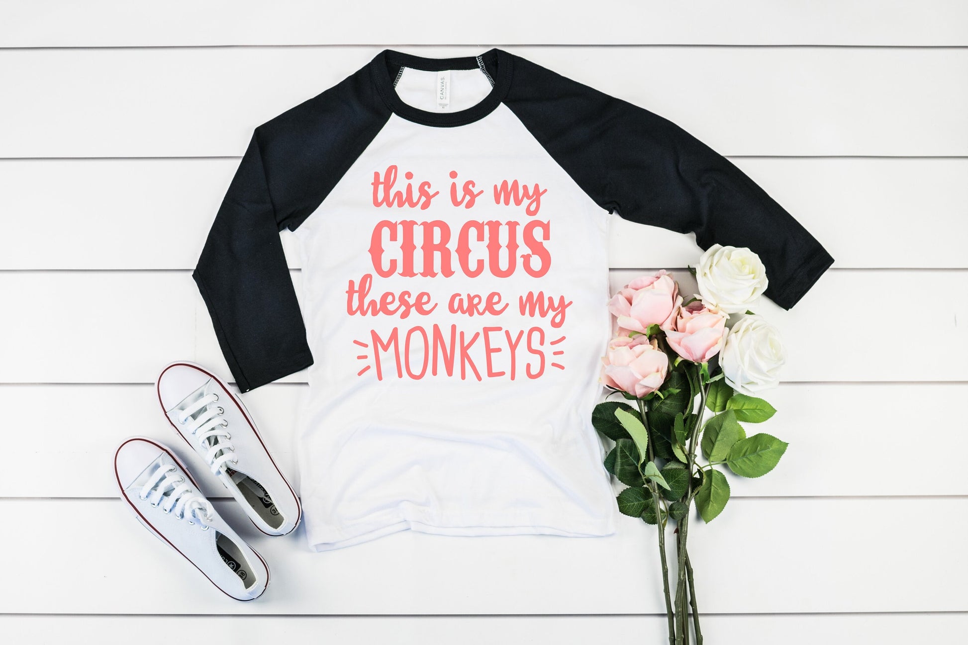 This Is My Circus and These are My Monkeys raglan t-shirt - Mom of Twins - Mom of Triplets - Mom of Multiples - Funny Mom Shirt - Mom Gift
