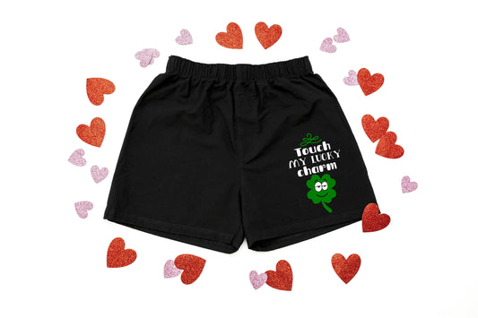 Touch My Lucky Charm Men&#39;s St Patrick&#39;s Day Cotton Boxer Shorts - False Fly - Gift for Him - Mens Boxers - Funny Boxers - Naughty Boxers