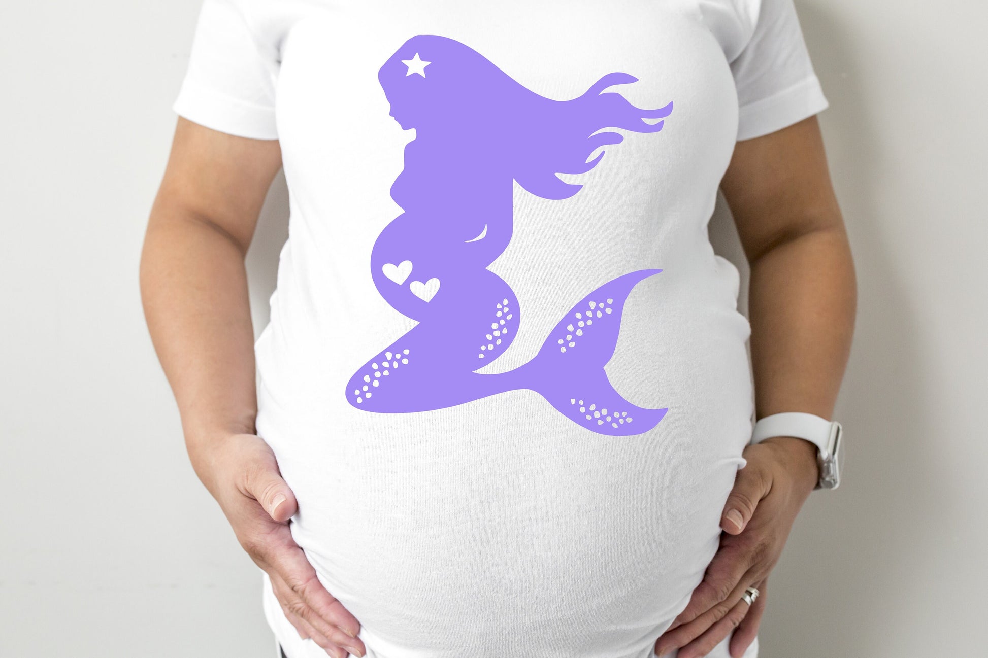Mermaid Pregnant with Twins Maternity T-Shirt - maternity cut shirt with ruched sides - pregnancy announcement - cute maternity tee