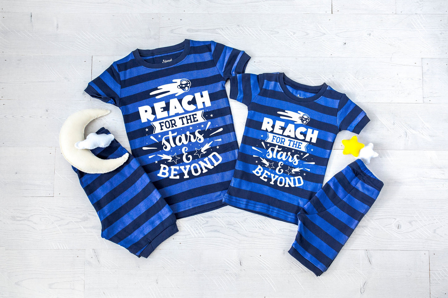 Reach for the Stars and Beyond Blue Striped Shorts Toddler and Youth Pajamas - Boys Pajamas - Sleepover Pajamas - Toddler Boy Summer Pajamas