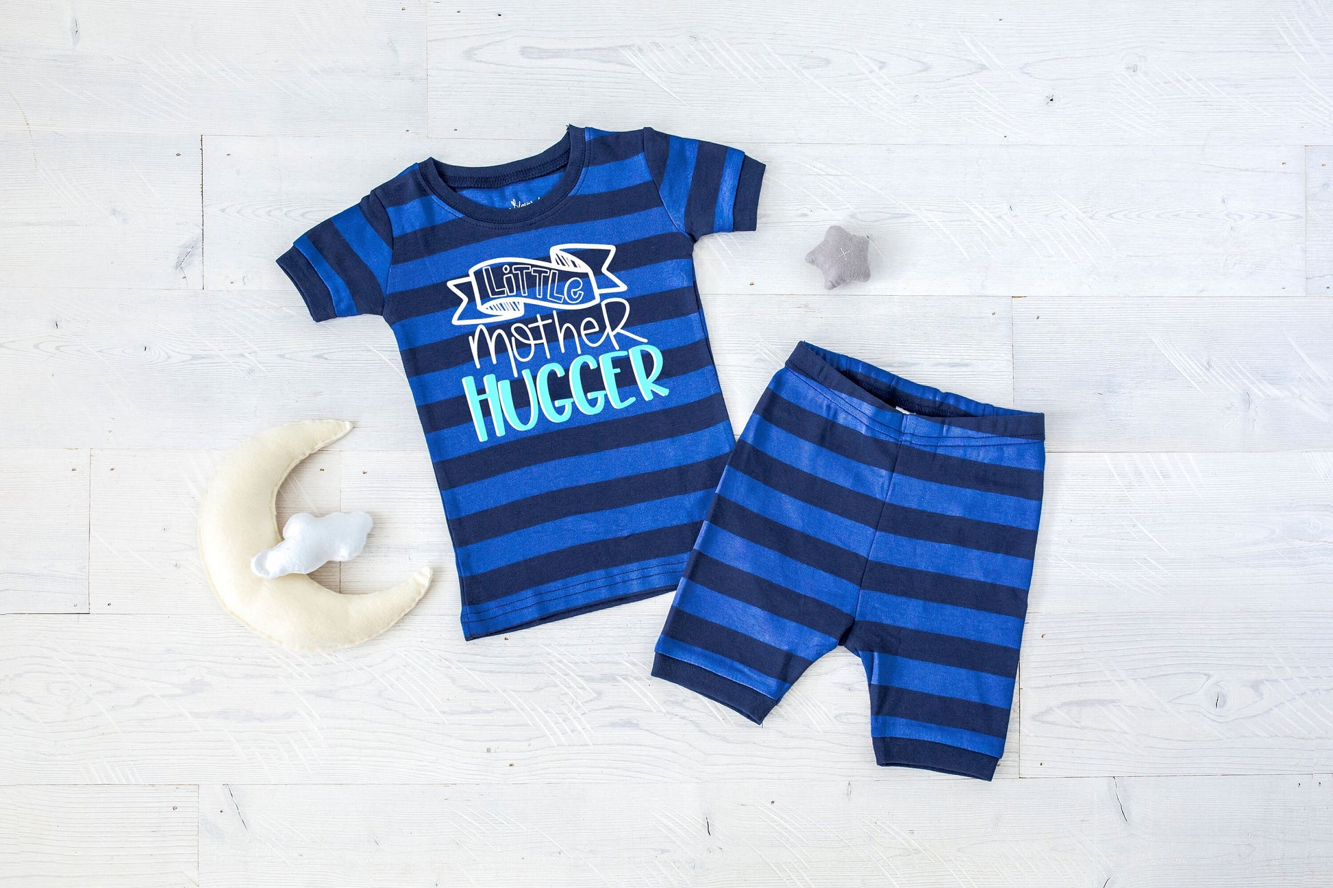 Little Mother Hugger Blue Striped Shorts Toddler and Youth Pajamas - Boys Pajamas - Sleepover Pajamas - Toddler Boy Summer Pajamas