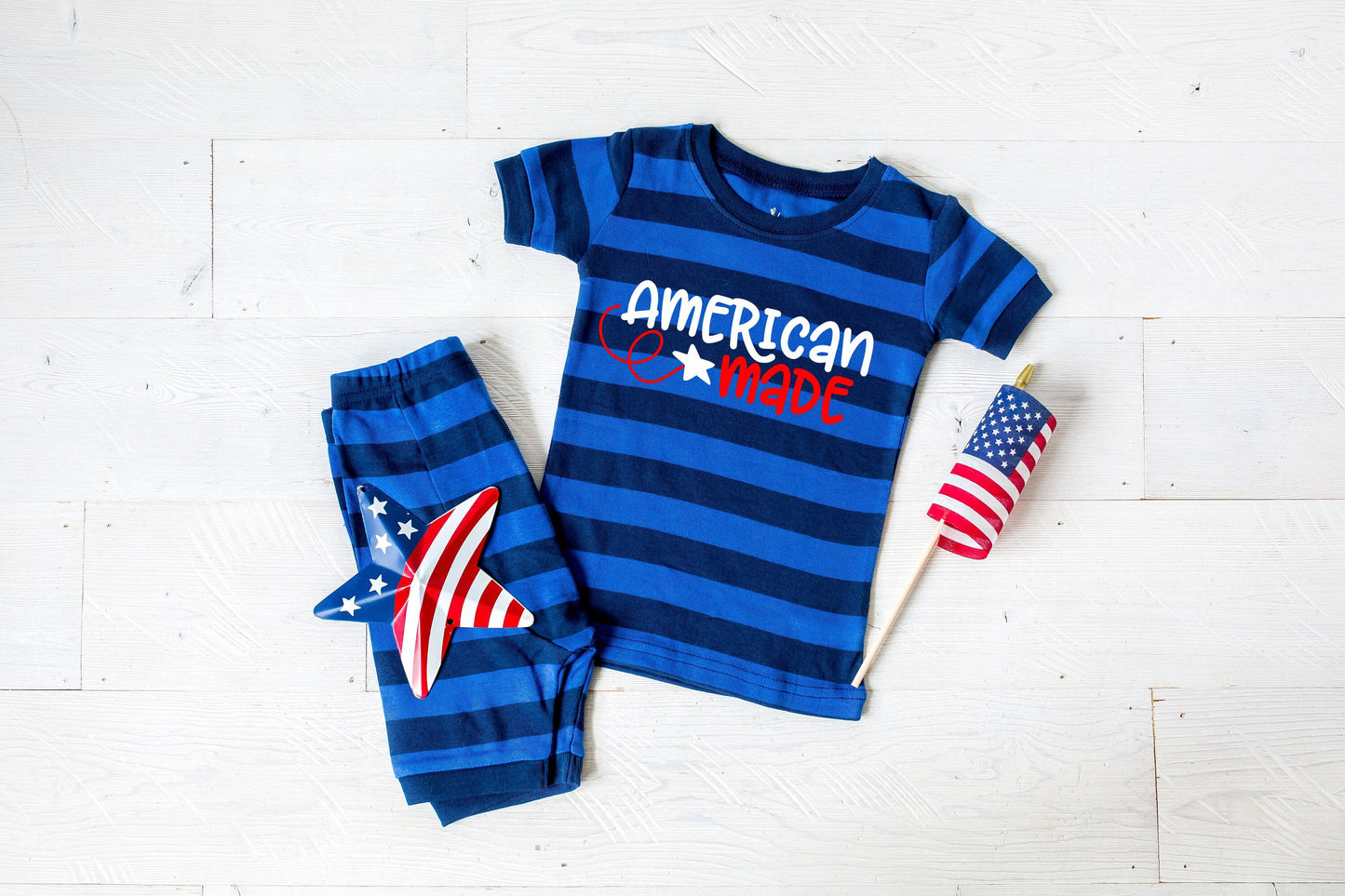 American Made Blue Striped Shorts Toddler and Kids Pajamas - Kids 4th of July Pajamas - 4th of July Toddler Pajamas Set - Cute Kids Pajamas