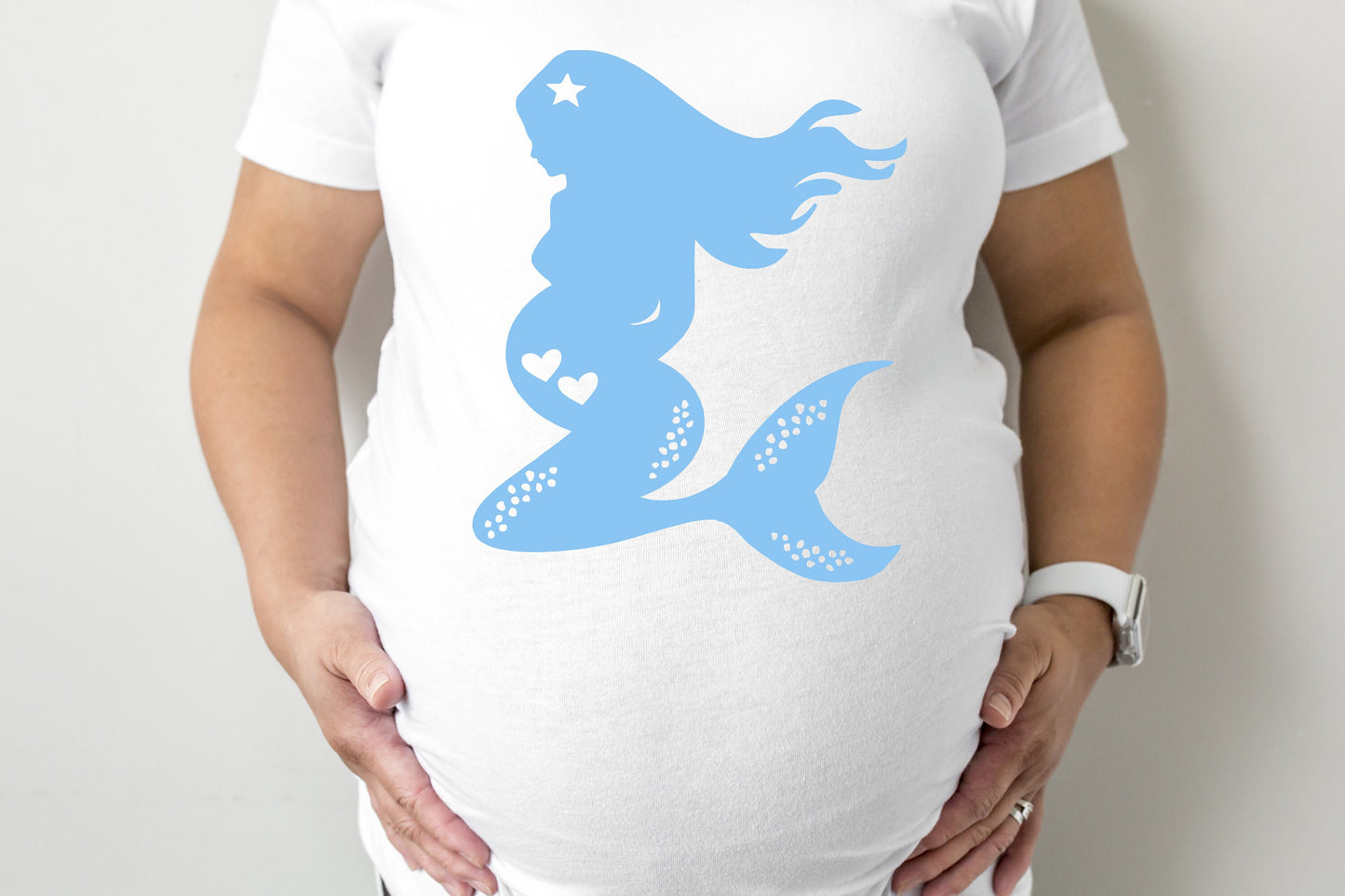 Mermaid Pregnant with Twins Maternity T-Shirt - maternity cut shirt with ruched sides - pregnancy announcement - cute maternity tee