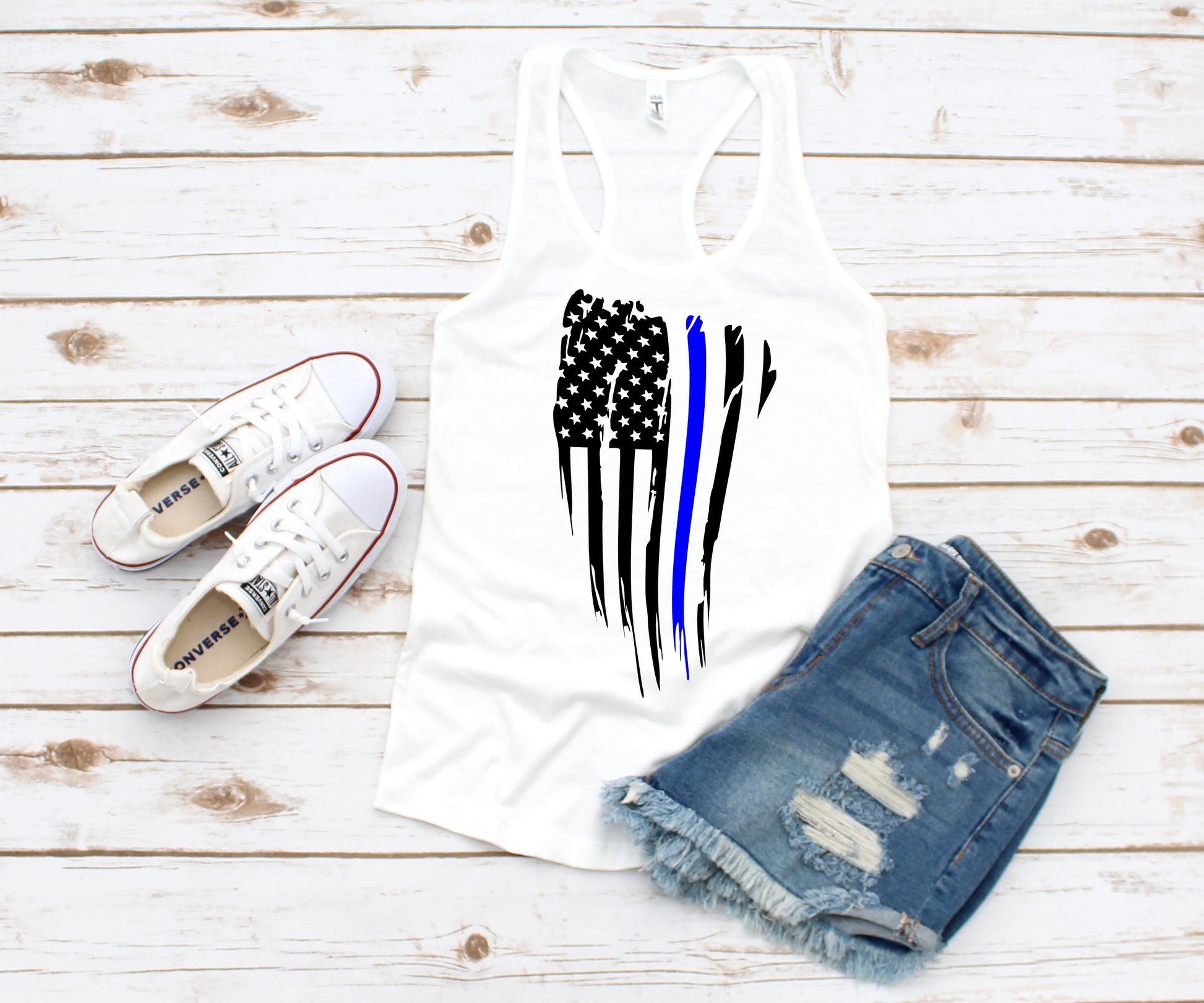 Mommy and Me Thin Blue Line racerback tank t-shirt - Police Lives Matter - police family - back the blue - thin blue line flag summer shirt