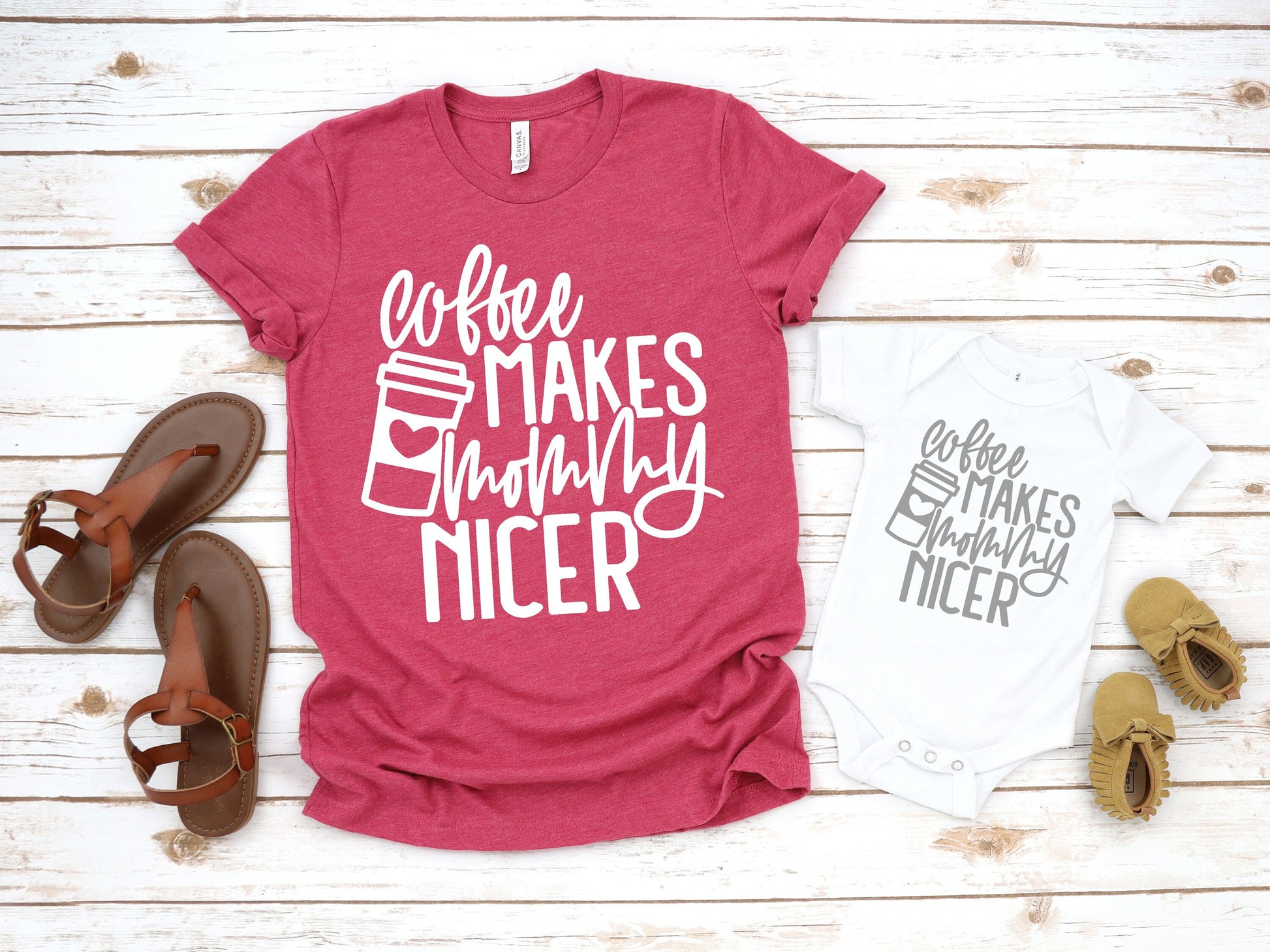 Coffee Makes Mommy Nicer Unisex Matching t-shirts - Mommy and Me Shirts - Gift for Mom - Mommy and Son Shirts - Mother's Day Shirts