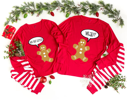 Gingerbread Conversation Funny Family Christmas Pajamas - kids christmas pjs - baby christmas pjs - women's christmas jammies