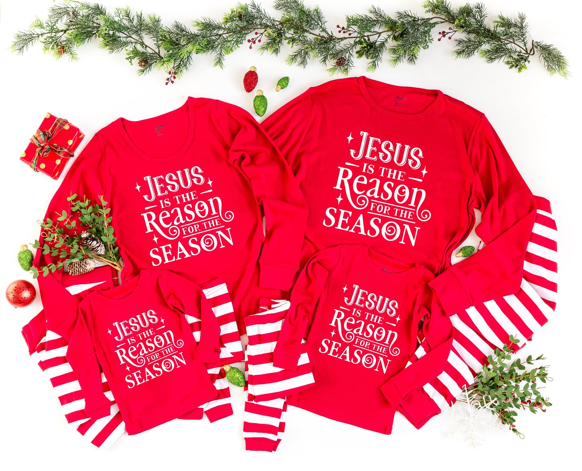 Jesus is the Reason for the Season Family Christmas Pajamas - religious christmas pjs - matching family christmas pajamas