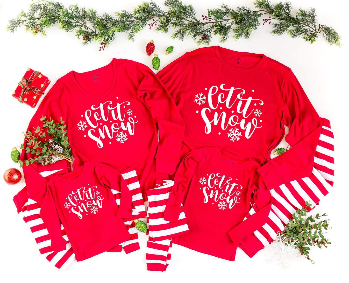 Let it Snow Family Christmas Pajamas - kids christmas pjs - baby christmas pjs - women's christmas jammies - Family PJs