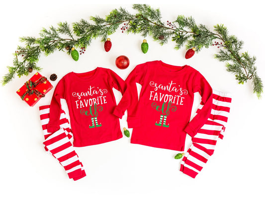 Santa's Favorite Elf Family Christmas Pajamas - kids christmas pjs - baby christmas pjs - toddler christmas jammies - Family PJs