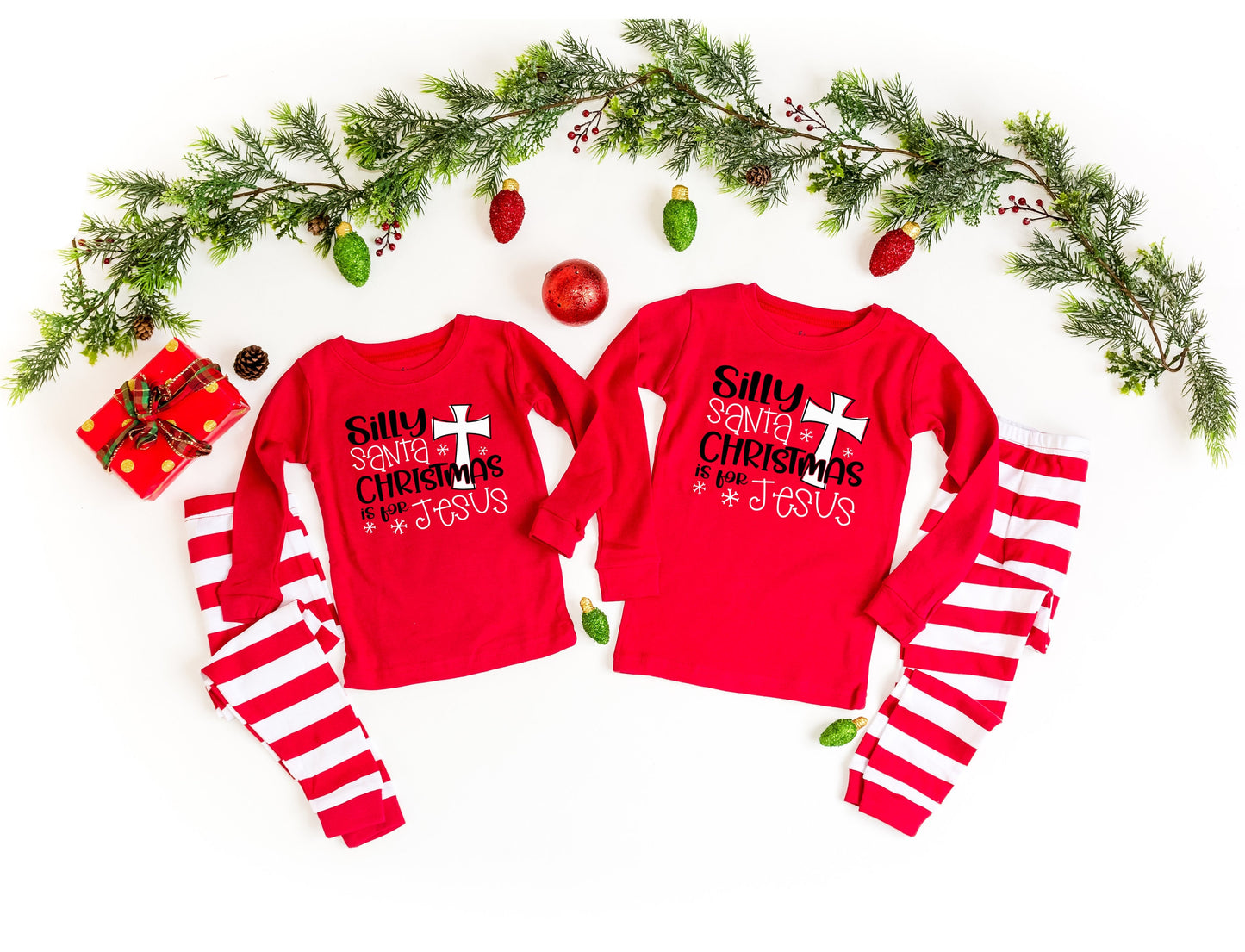 Silly Santa Christmas is for Jesus matching Family Christmas Pajamas - religious christmas pjs - kids pajamas - adult pajamas