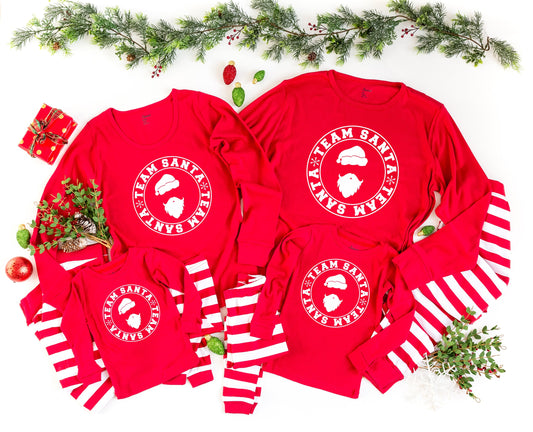 Team Santa Family Christmas Pajamas - kids christmas pjs - baby christmas pjs - women's christmas jammies - Family PJs