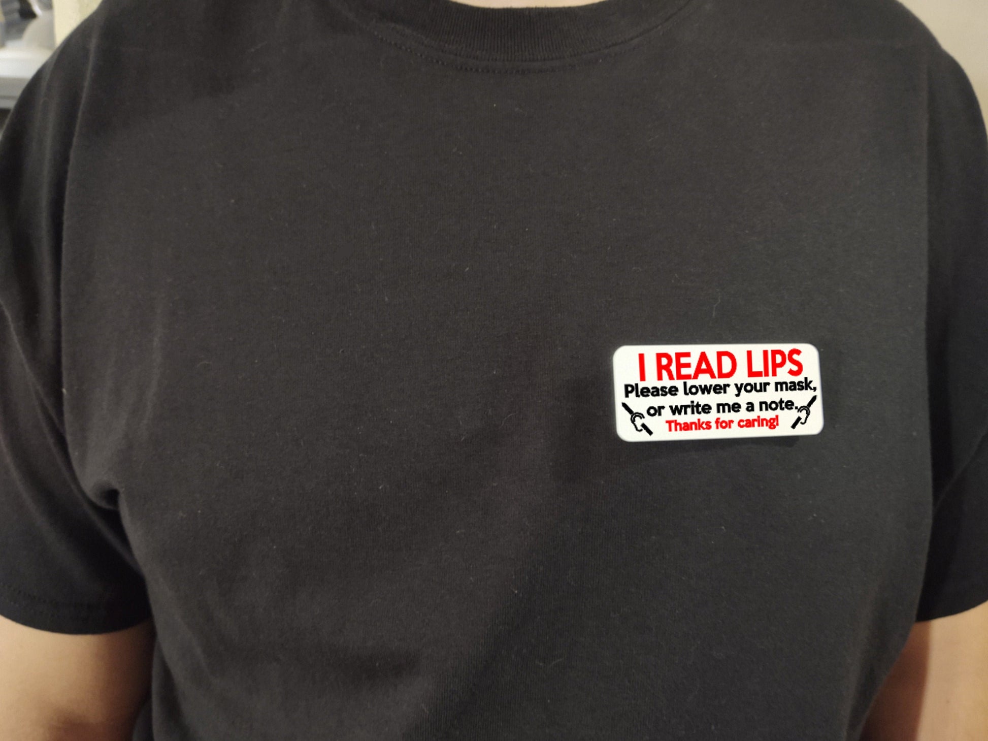 I Read Lips Magnetic Name Tag - Deaf and Hard of Hearing Awareness while everyone is wearing masks