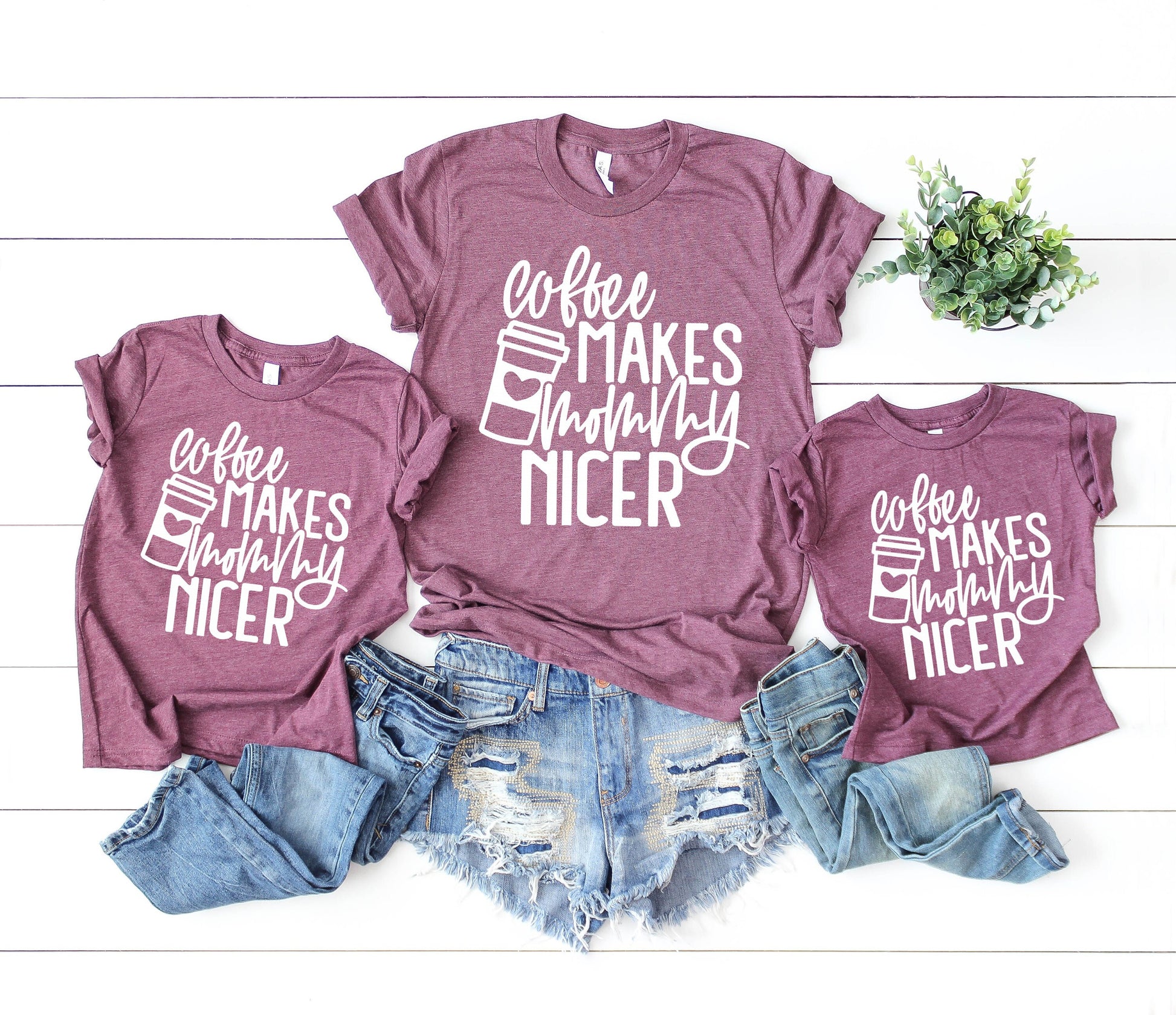 Coffee Makes Mommy Nicer Unisex Matching t-shirts - Mommy and Me Shirts - Gift for Mom - Mommy and Son Shirts - Mother's Day Shirts