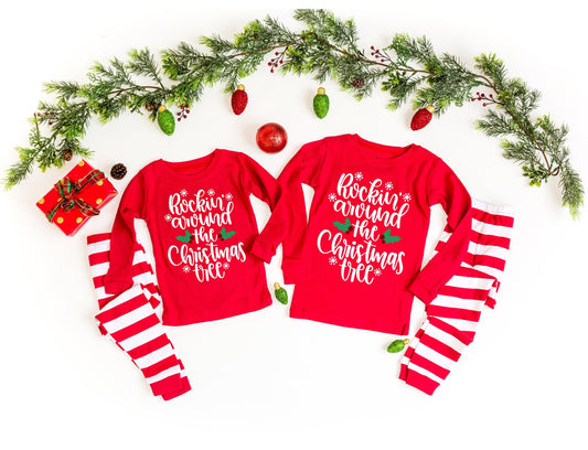Rockin Around the Christmas Tree Family Christmas Pajamas - kids christmas pjs - baby christmas pjs - women's christmas jammies - Family PJs