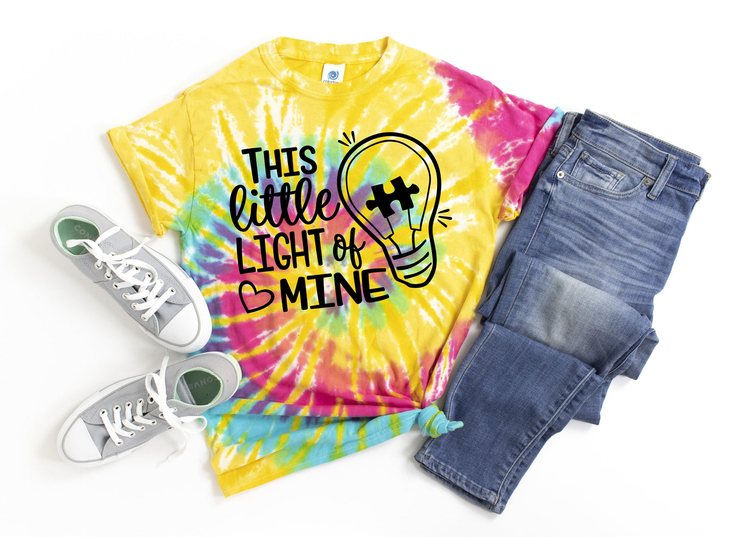 This Little Light Of Mine Autism Tie Dye t-shirt - Kids and Adults Sizes - Autism Mom Shirt - Autism Awareness - Autism Kids Shirt