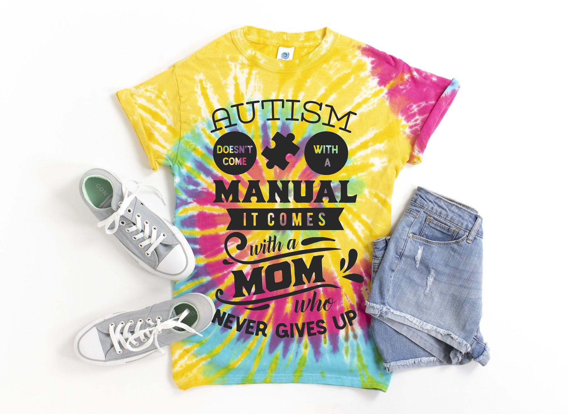 Autism Doesn't Come with a Manual Mom Tie Dye t-shirt - Kids and Adults Sizes - Autism Mom Shirt - Autism Awareness - Autism Kids Shirt