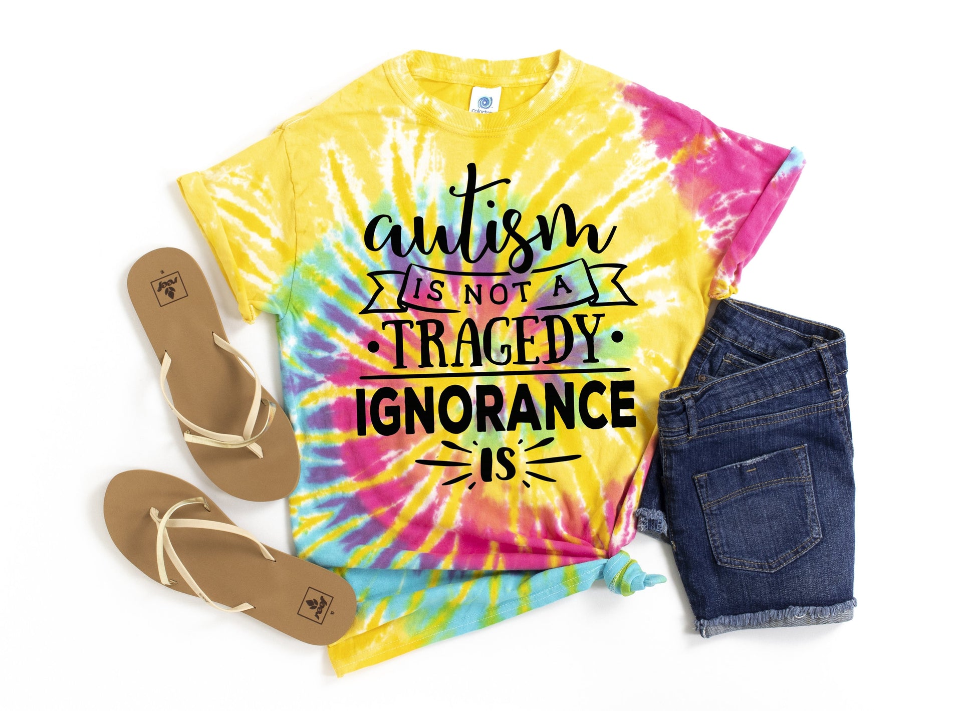 Autism is Not a Tragedy Ignorance Is Tie Dye unisex t-shirt - Kids and Adults Sizes - Autism Awareness Shirt - Autism Support - Autism Shirt