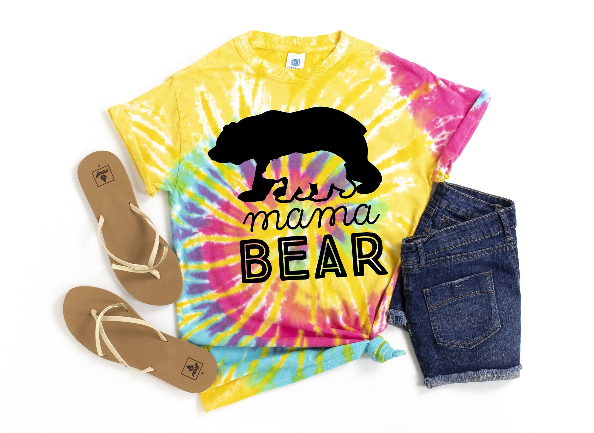 Mama Bear 2 Aurora Tie Dye t-shirt - Kids and Adults Sizes - Tie Dye Festival Shirt - Mama Bear Tee - Mama Bear Shirt - Gift for Mom