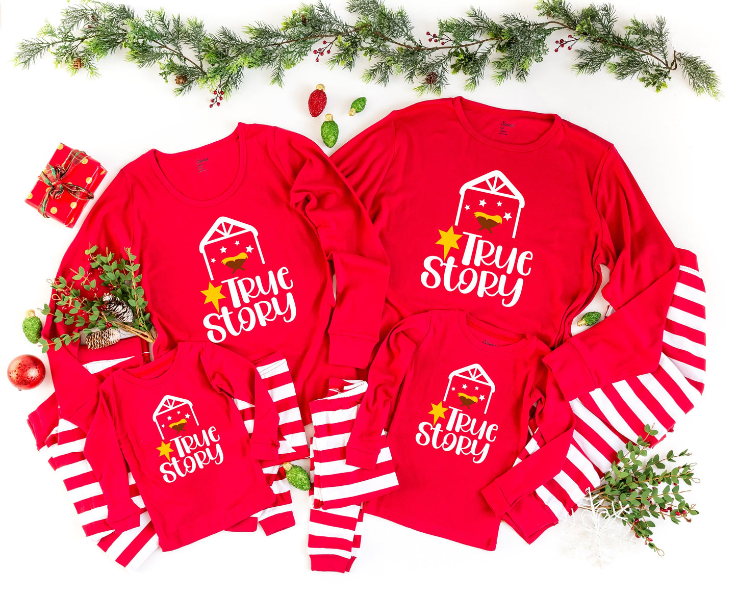 True Story Manger matching Family Christmas Pajamas - religious christmas pjs - kids pajamas - adult pajamas