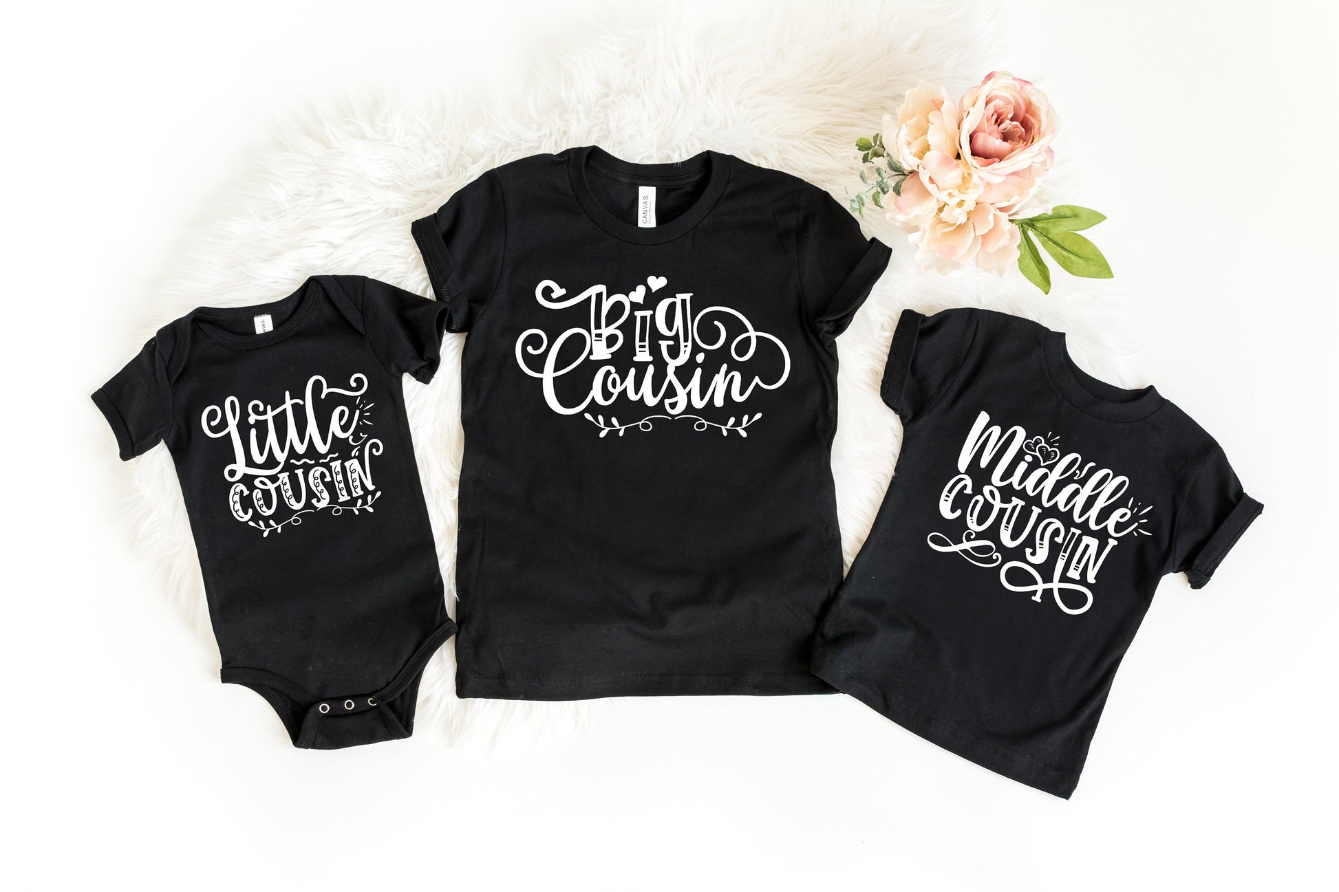 Big Cousin, Middle Cousin, Little Cousin or Baby Cousin Matching t-shirts - matching cousins - little cousin shirt - cousin crew - cousins