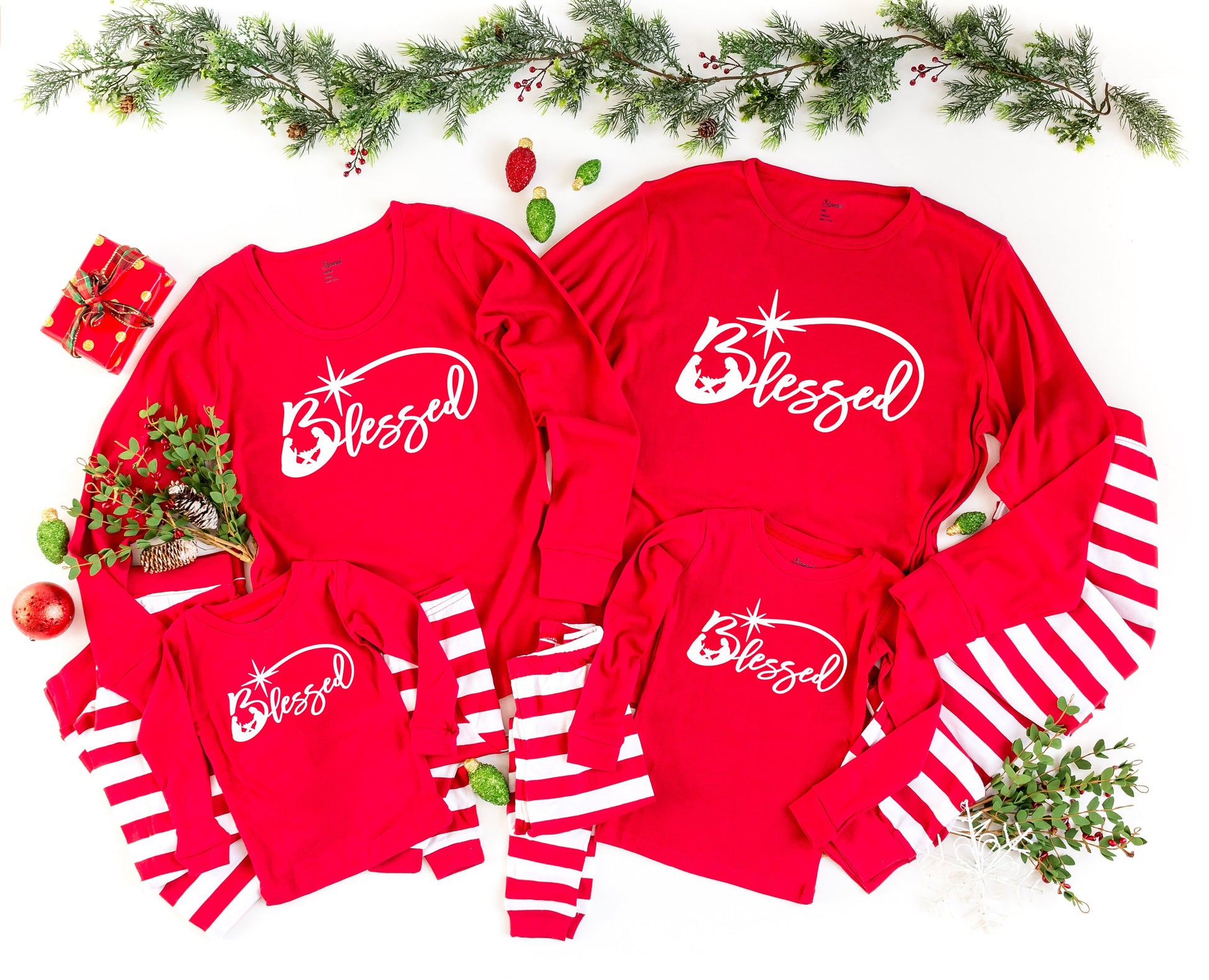 Blessed Nativity matching Family Christmas Pajamas - religious christmas pjs - kids pajamas - adult christmas pajamas - holiday family pjs