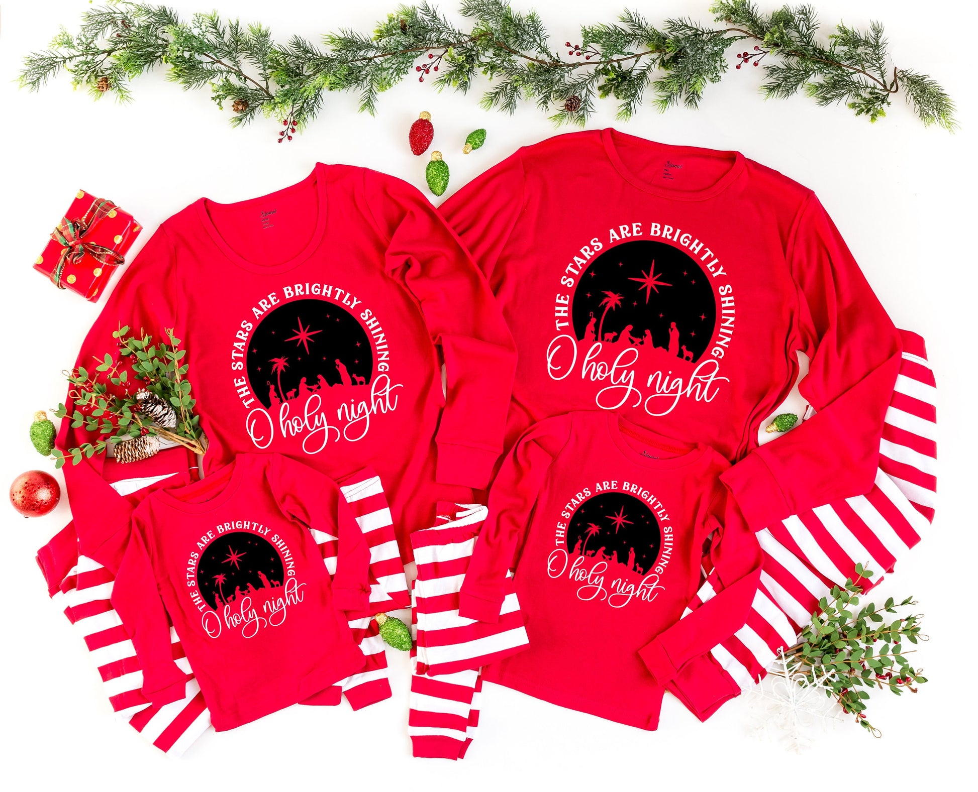 The Stars are Brightly Shining matching Family Christmas Pajamas - religious christmas pjs - adult christmas pajamas - holiday family pjs
