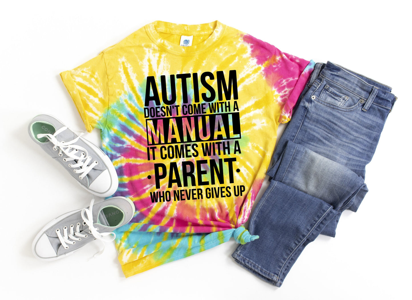 Autism Doesn't Come with a Manual Tie Dye t-shirt - Kids and Adults Sizes - Autism Mom Shirt - Autism Awareness - Autism Support
