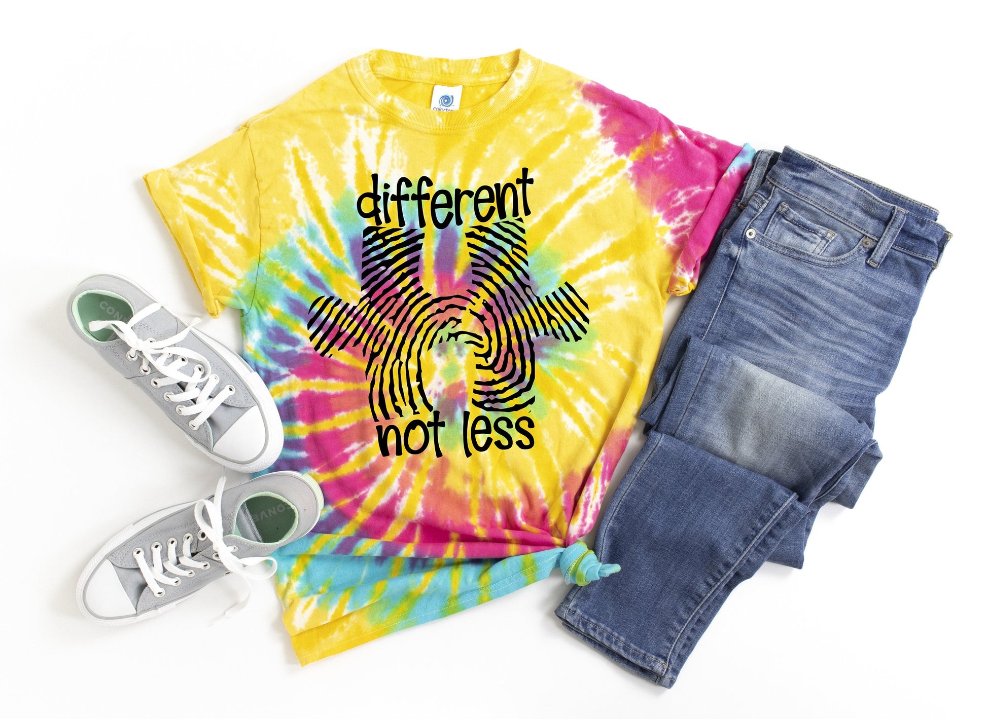 Autism Different Not Less Tie Dye t-shirt - Kids and Adults Sizes - Autism Mom Shirt - Autism Awareness - Autism Support - Autism Kids Shirt