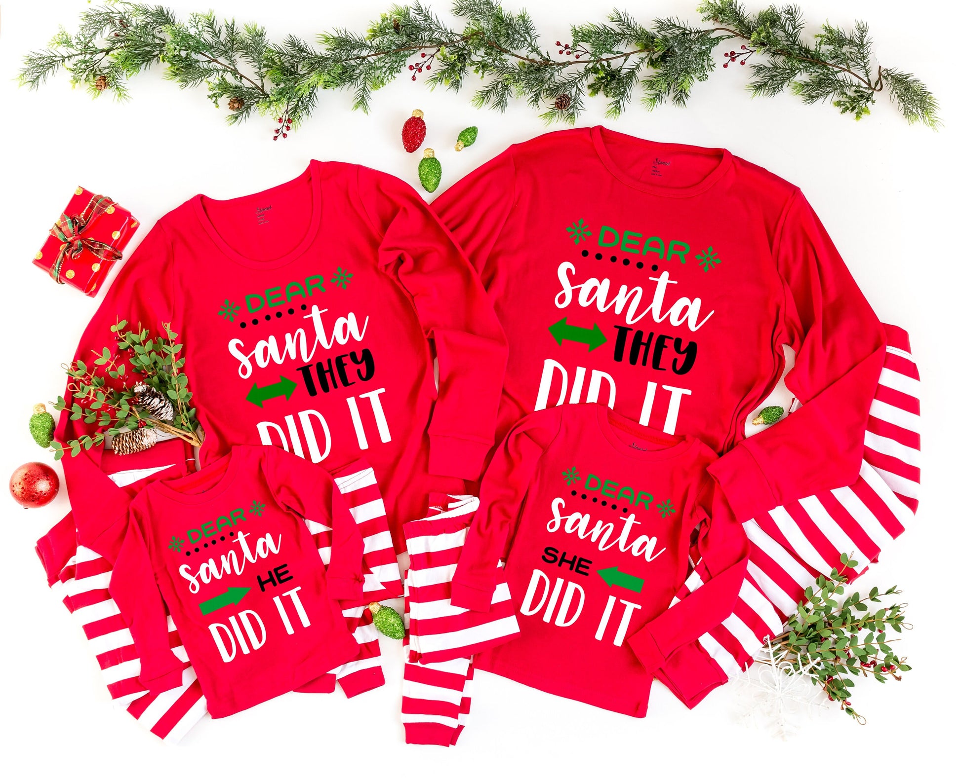 Dear Santa He Did it She Did it They Did it Christmas Pajamas - matching christmas pjs - matching family christmas pajamas