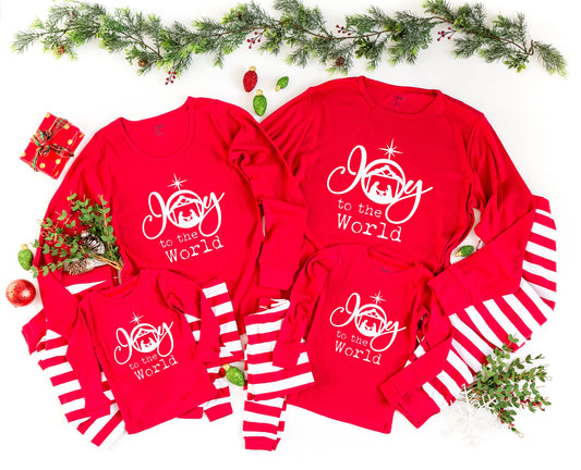 Joy to the World Family Christmas Pajamas, religious christmas pjs, matching family christmas pajamas, christian pajamas, christian gifts