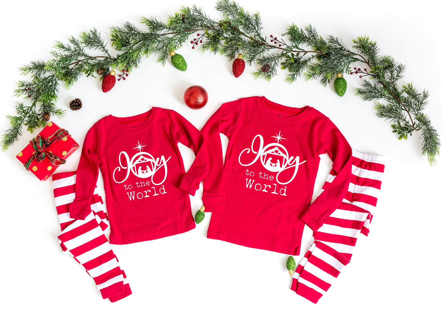Joy to the World Family Christmas Pajamas, religious christmas pjs, matching family christmas pajamas, christian pajamas, christian gifts