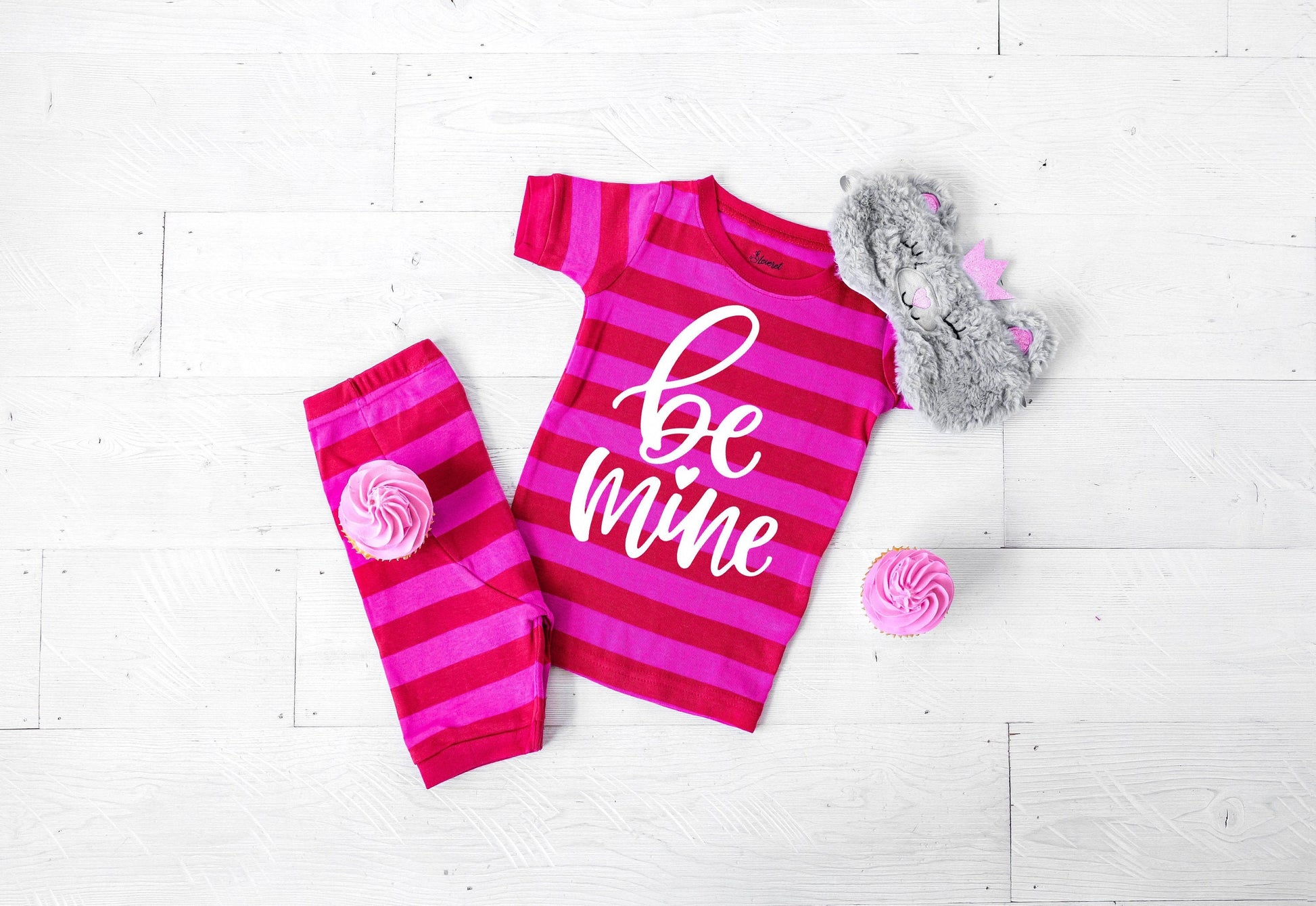 Be Mine Striped Shorts Valentine's Pajamas - toddler girl pjs - girls shorts set - girls valentines pajamas - valentines day gift