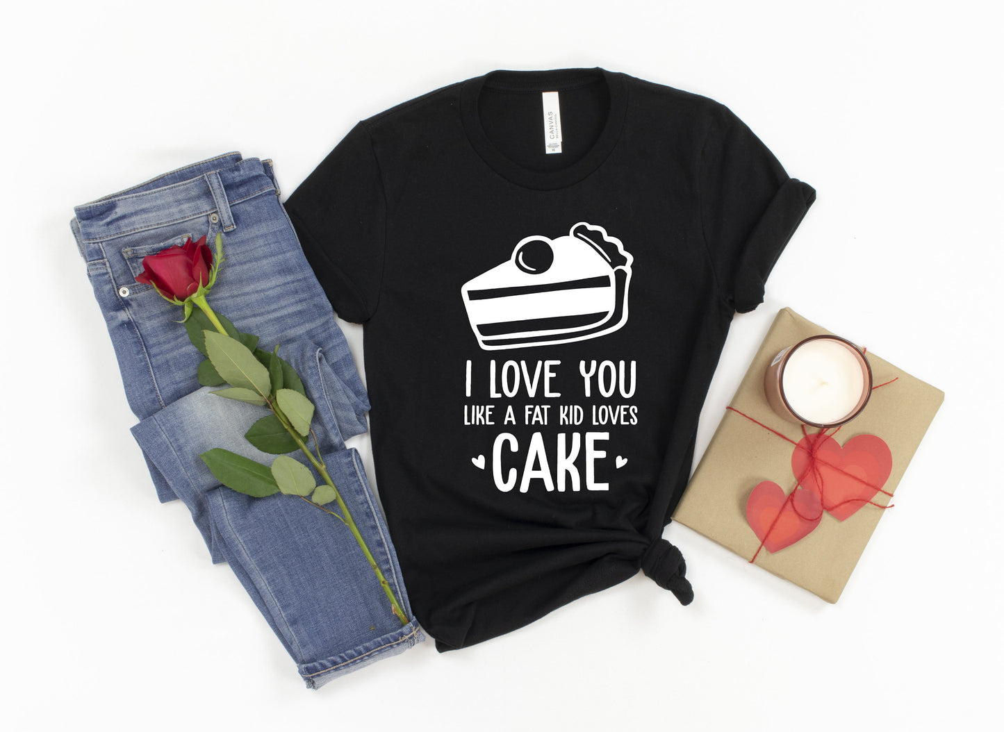 I Love You Like a Fat Kid Loves Cake Valentine's Day Couples t-shirt - Funny Valentine's shirt -Matching Couples Shirts