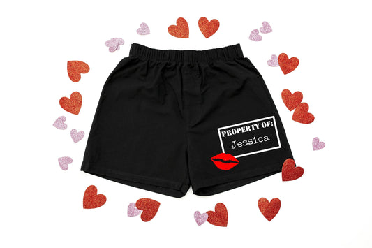 CLEARANCE Property of Personalized Men's Valentine's Day Cotton Boxer Shorts - False Fly - Gift for Him - Mens Boxers - Naughty Boxers