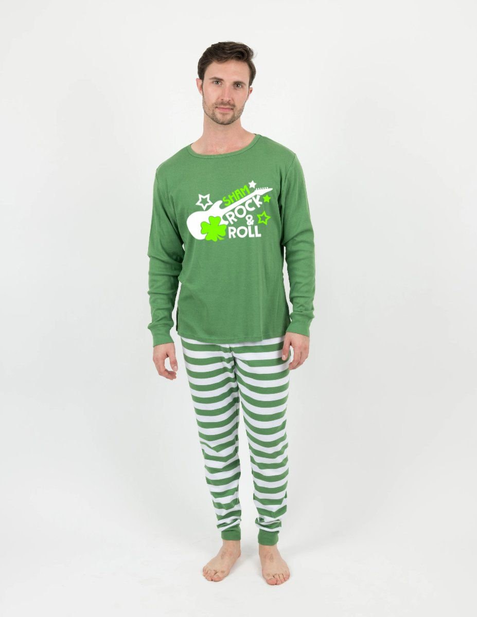 Shamrock and Roll Pajamas - Green Striped St Patrick's Day Pajamas