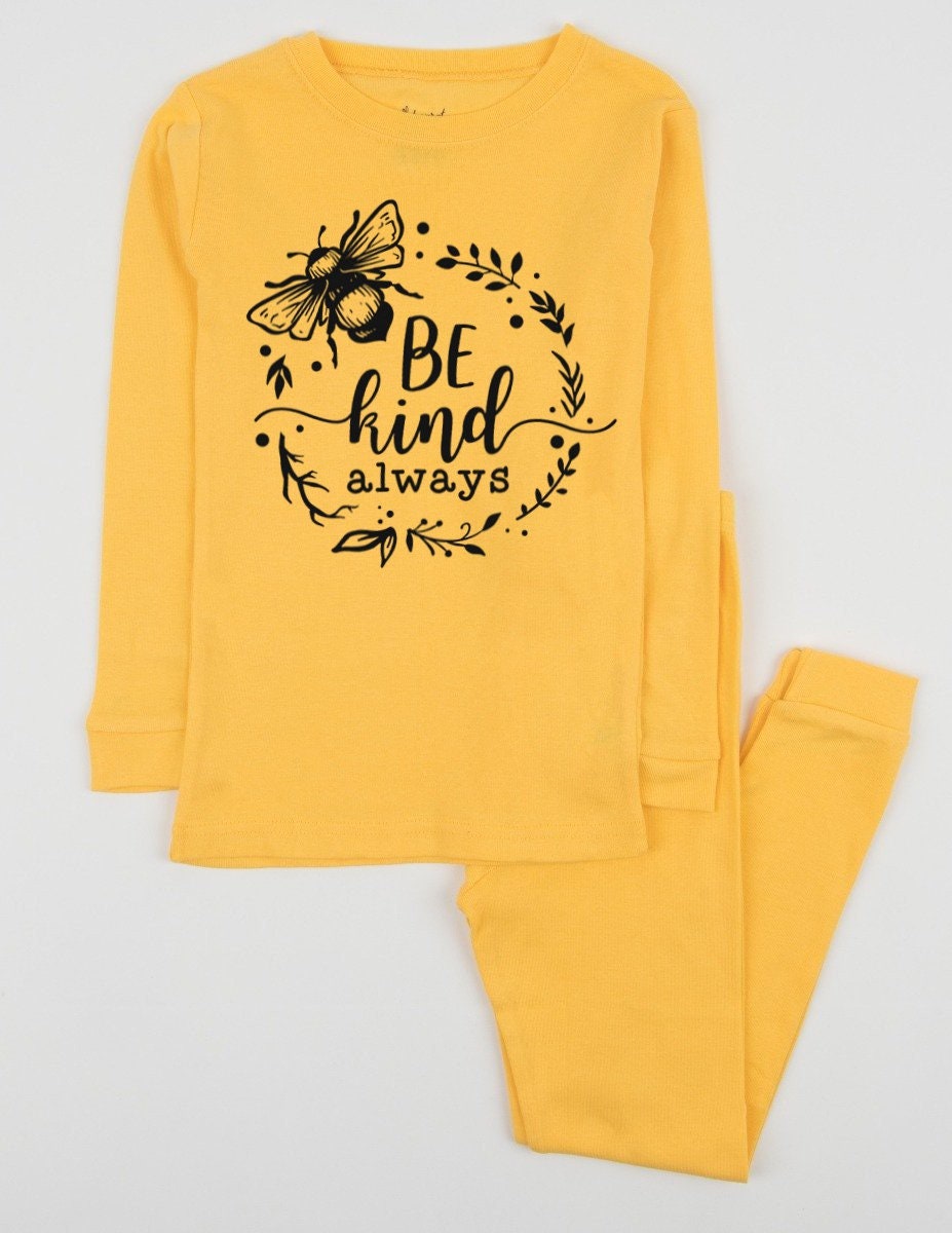 Be Kind Always Pajamas, matching family pjs, kindness pajamas, dog pajamas, bumble bee pajamas, family photoshoot pajamas