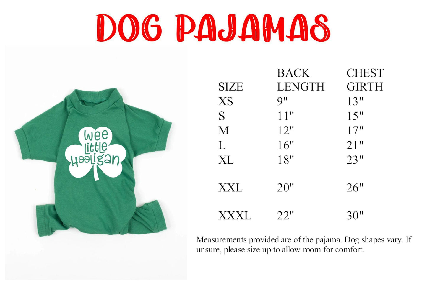 Wee Little Hooligan Dog St Patrick's Day Pajamas - Dog St Patty's Pajamas