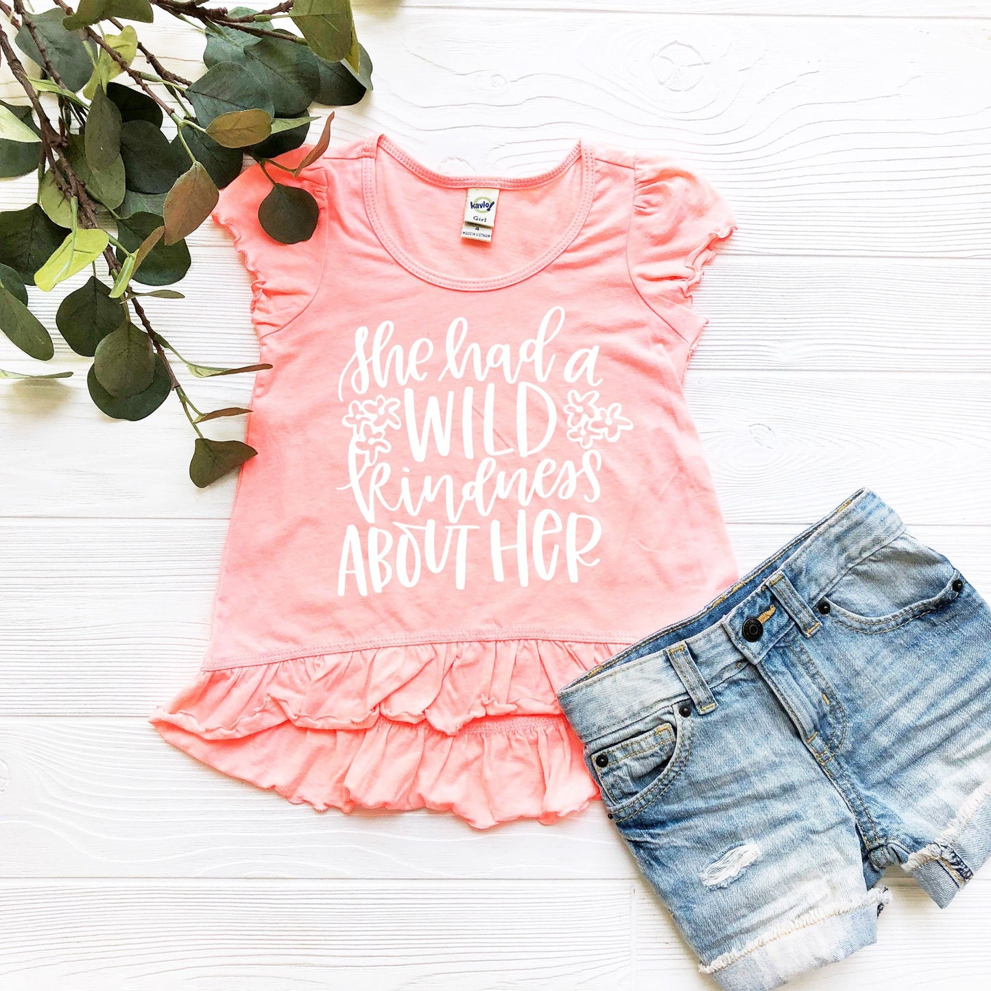 She Had a Wild Kindness About Her Ruffled High Low Flutter Shirt - Toddler Girl Shirt - Spring Shirt For Girls - Spring Outfit for Girls