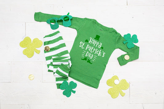 Happy St Patrick's Day Pajamas - LV Green Striped St Patrick's Day Pajamas