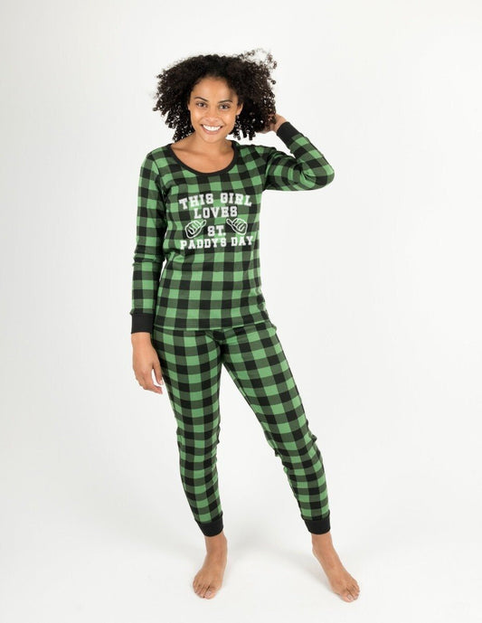 This Girl Loves St Paddy's Day Pajamas - Green Plaid St Patrick's Day Pajamas