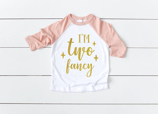 I'm Two Fancy Toddler Bella + Canvas Raglan Tee - 2nd Birthday Shirt - Second Birthday Shirt - Girls Birthday Shirt - Toddler Birthday