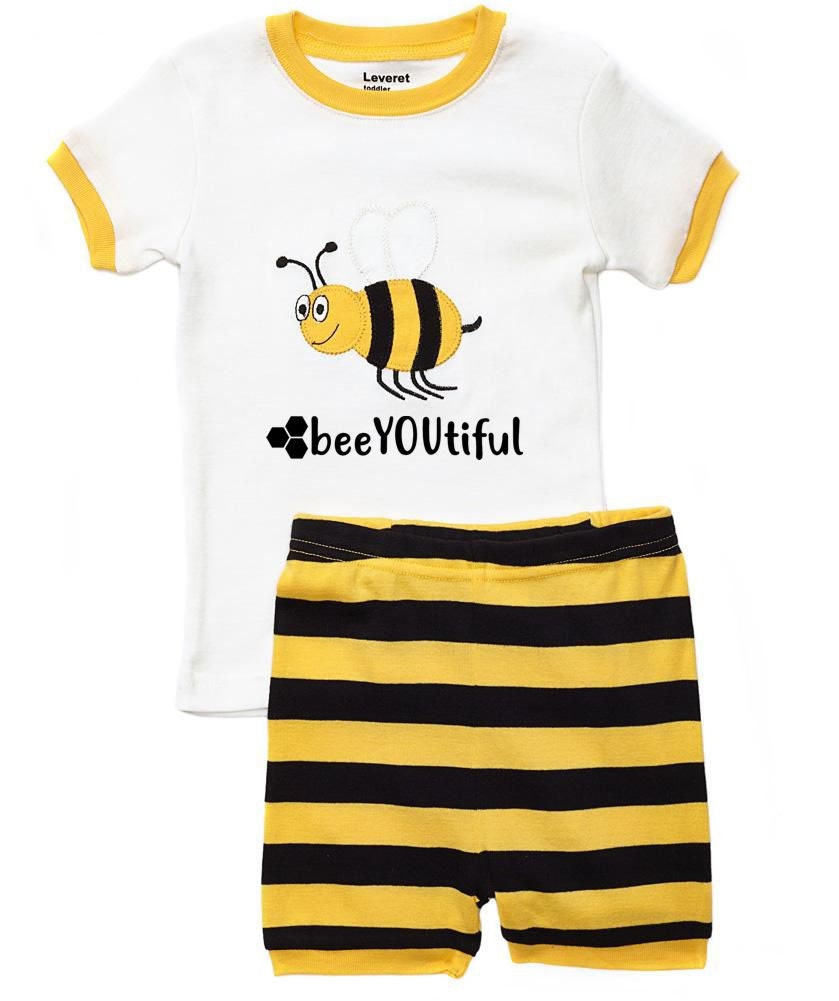 BeeYOUtiful Shorts Toddler and Youth Pajamas - Matching Doll Pajamas - Spring Pajamas - Bumble Bee Pajamas - Spring Pajamas for Toddler