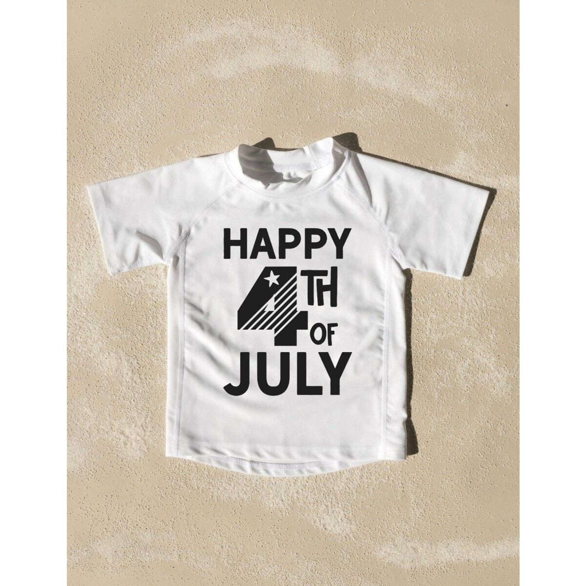 Happy 4th of July Toddler Rashguard Swimwear UV Protection +50 - Kids 4th of July Swimsuit - Toddler Girl Rash Guard - Baby Boy Swimsuit