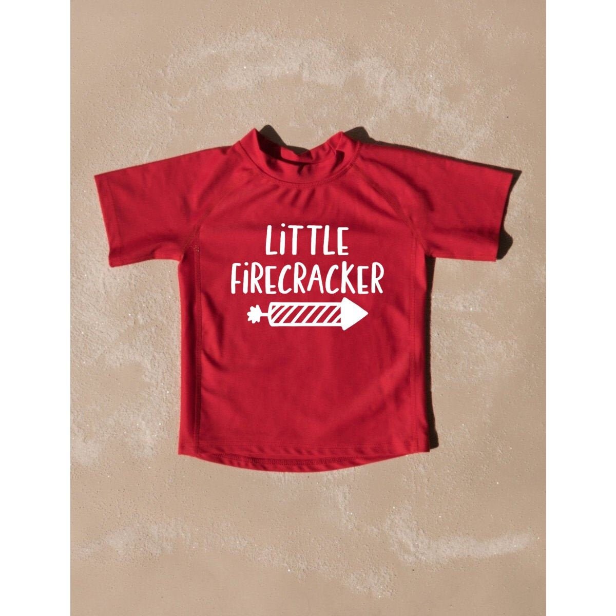 Little Firecracker Toddler Rashguard Swimwear UV Protection +50 - Kids 4th of July Swimsuit - Toddler Girl Rash Guard - Baby Boy Swimsuit