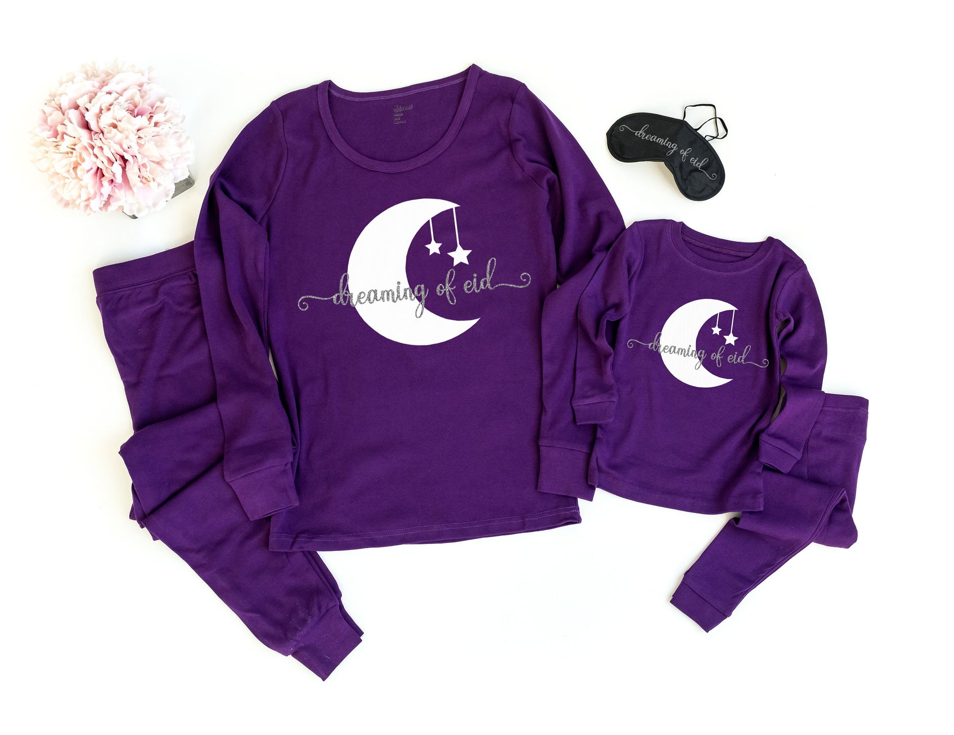 Dreaming of Eid Dark Purple Pajamas - Girls Eid Pajamas - Eid Mubarak - Eid Gifts - Eid Gifts for Kids - Eid Pajamas for Kids