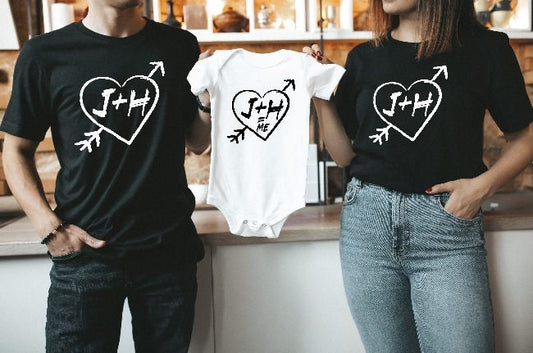 Custom Tree Heart Monogram Pregnancy Announcement shirts • Baby Announcement Matching Shirts • Family Baby Announcement Shirts
