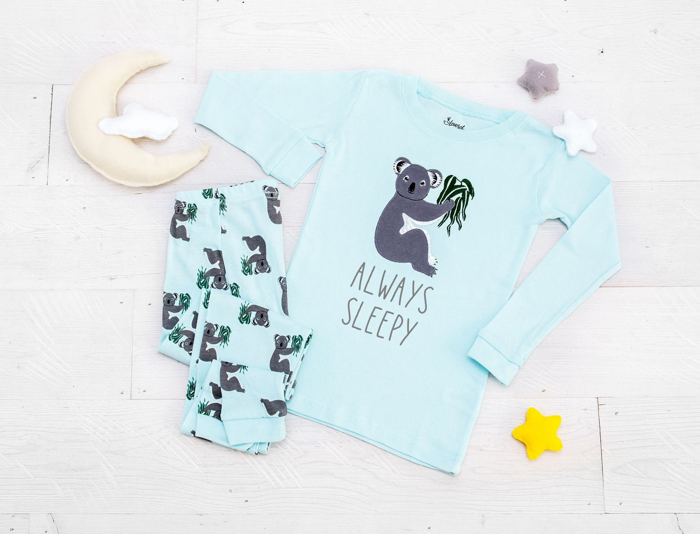 Always Sleepy Koala Pajamas -  Matching Doll Pajamas - Koala Lover Gift - Kids Pajama Set - Cotton Pajamas for Toddlers