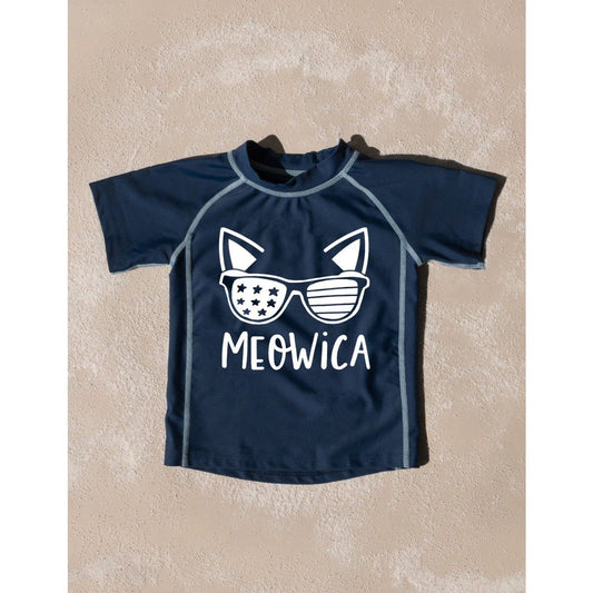 Meowica Toddler Rashguard Swimwear UV Protection +50 - Kids 4th of July Swimsuit - Toddler Girl Rash Guard - Baby Boy Swimsuit